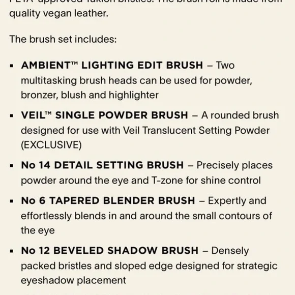 Hourglass Set of 7 Travel Brush Set with Leather Case - Picture 7 of 12